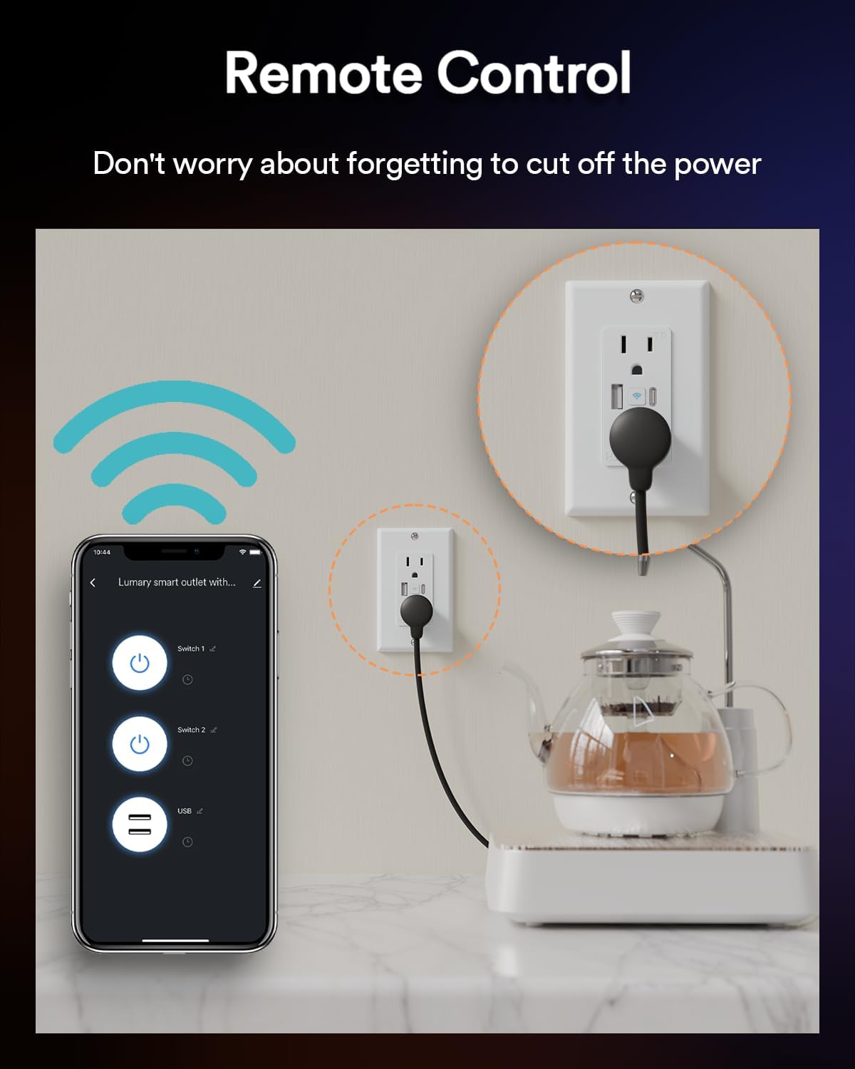 Lumary Smart Outlet USB with Type A and Type C Port in Wall Wi-Fi Socket 4 PCS