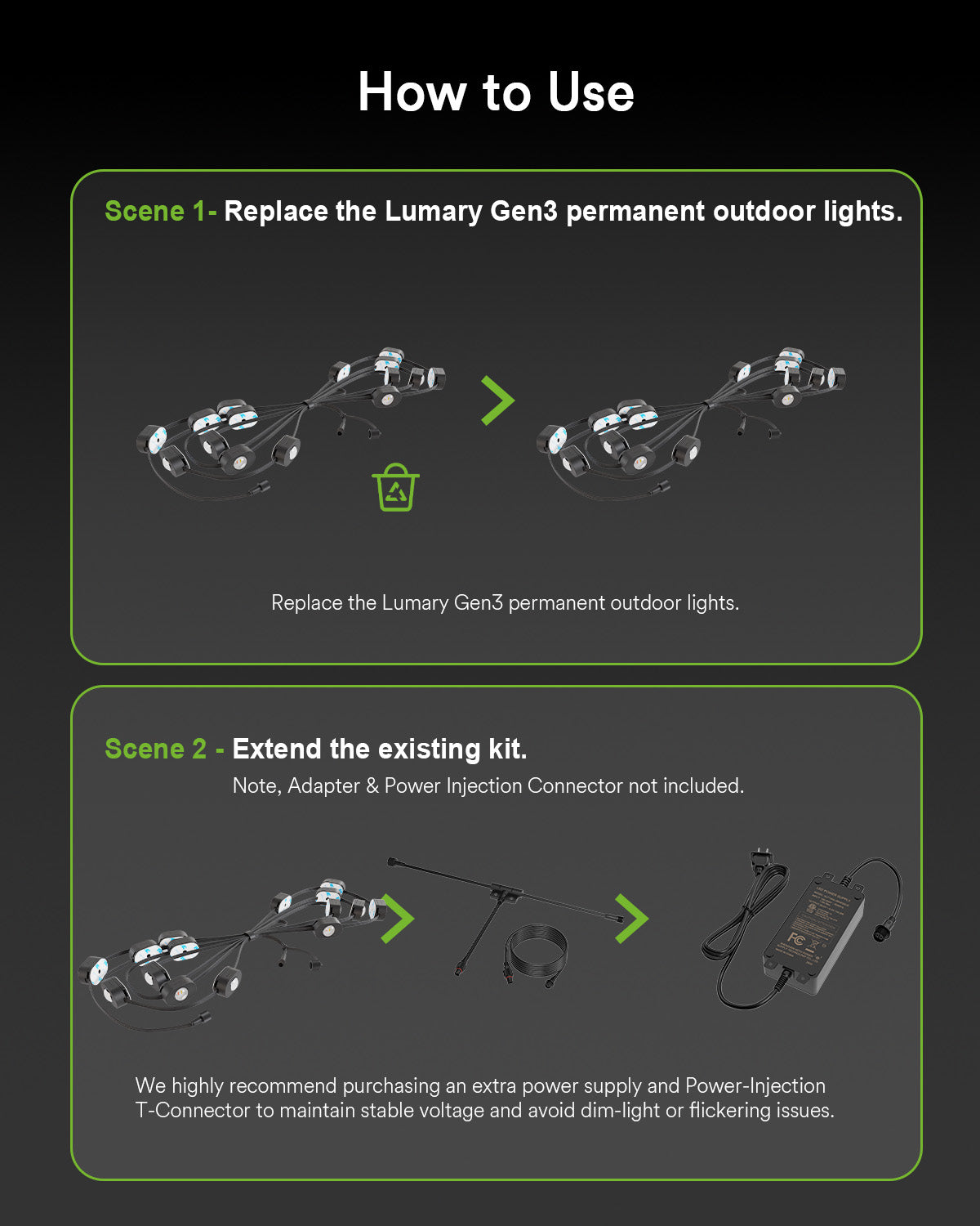 Lumary Permanent Outdoor Lights 3 Extension String of Lights 24.6ft
