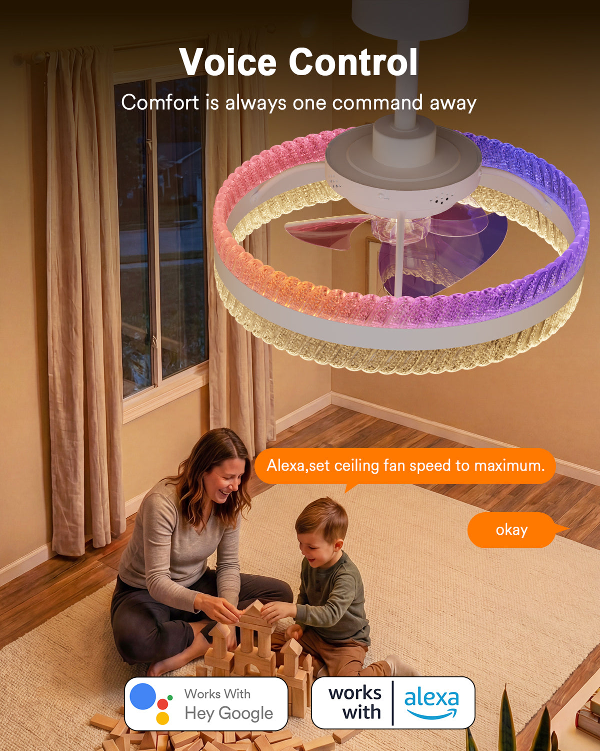 Lumary Smart Ceiling Fans with Lights 20in