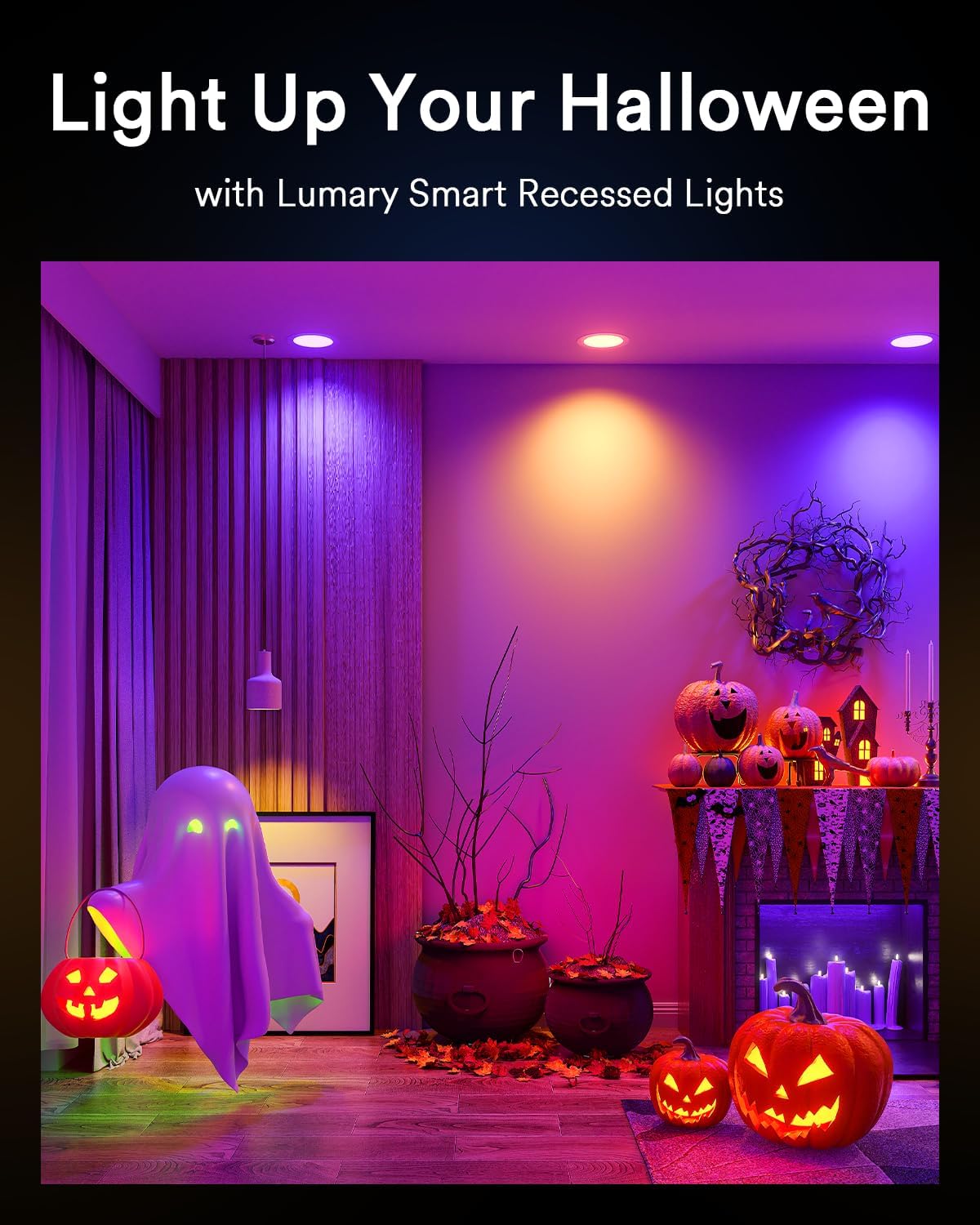 Lumary Wi-Fi Smart Recessed Canless Lighting Slim Panel Lights RGB Downlight 4” 9W 1PCS