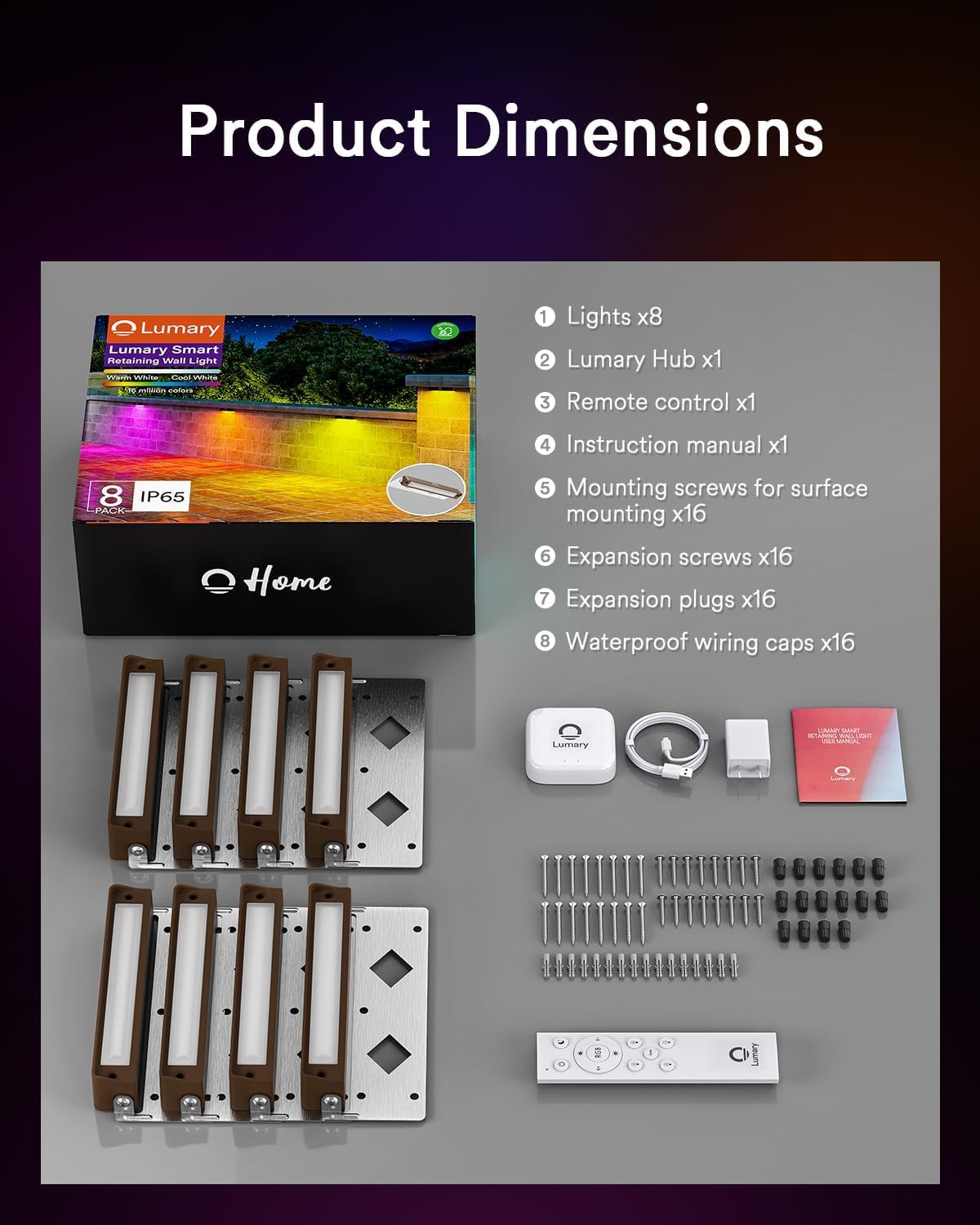 Lumary Smart Retaining Wall Light (8Pack)