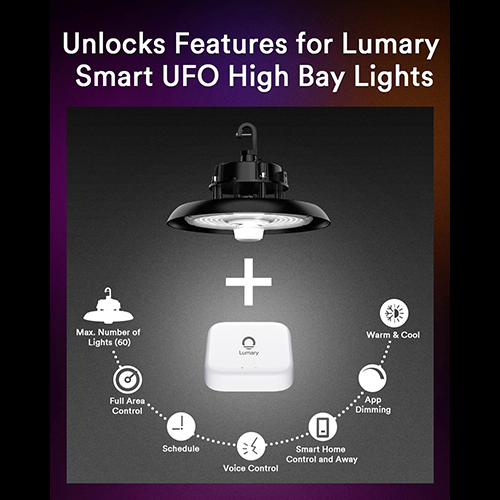 Lumary Smart Hub connecting with UFO high bay lights and features overview