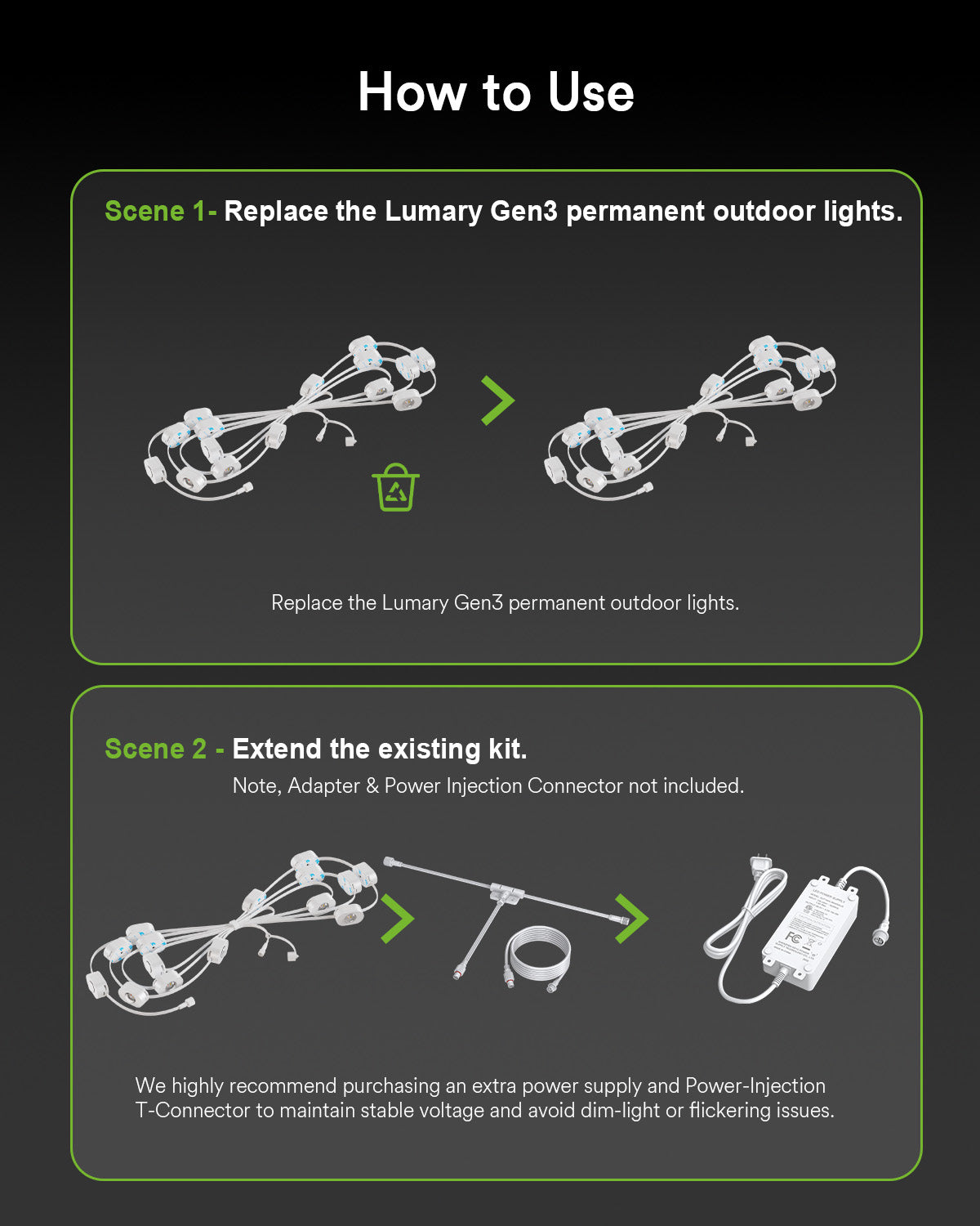 Lumary Permanent Outdoor Lights 3 Extension String of Lights 24.6ft