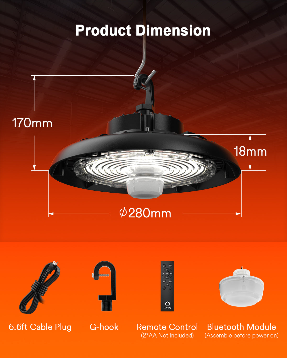 Lumary Bluetooth UFO High Bay Light 150W 22000lm