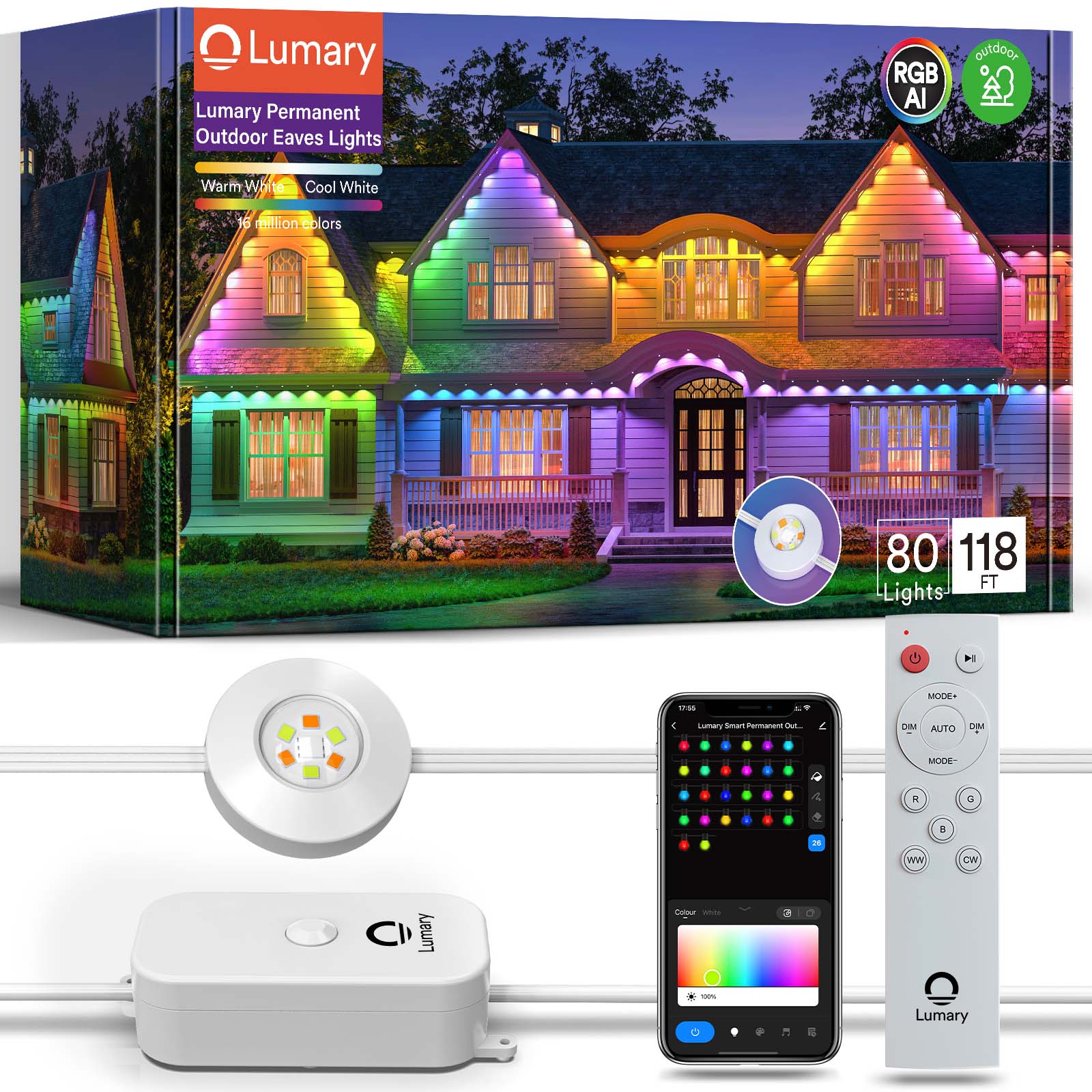 Lumary RGBAI Permanent Outdoor Lights Pro