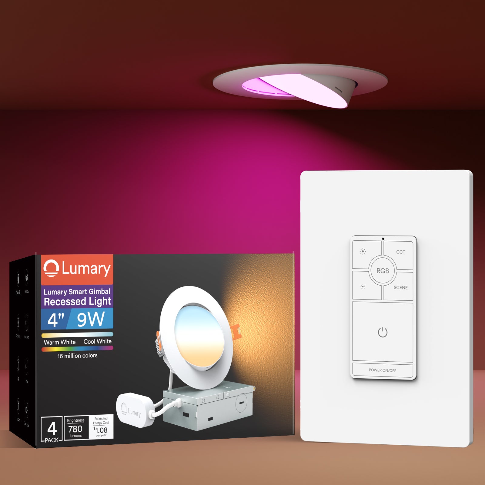 Lumary Smart Gimbal Recessed Light Max with Dimmer Light Switch