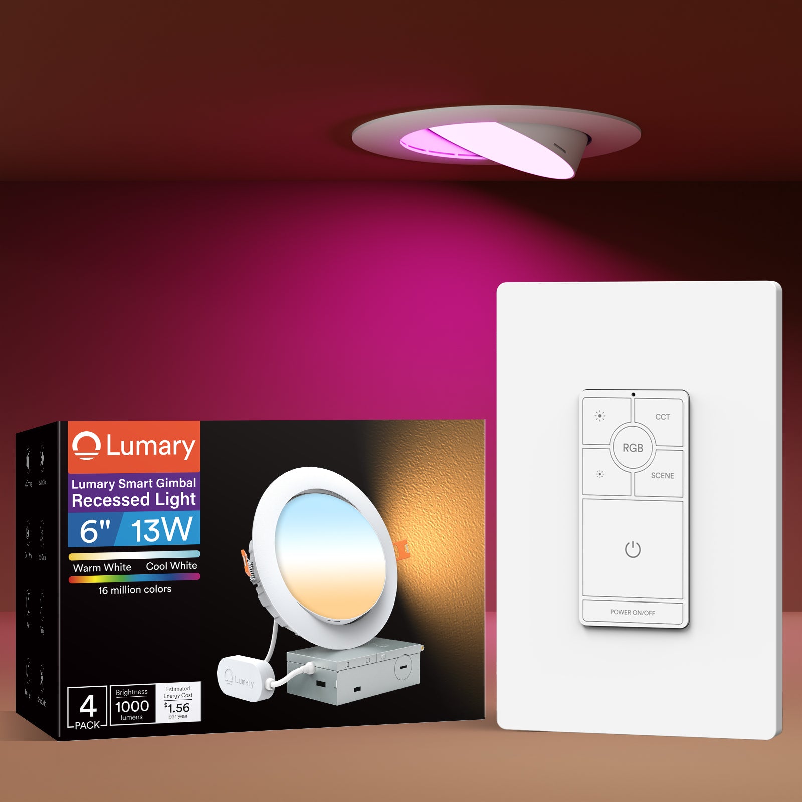Lumary Smart Gimbal Recessed Light Max with Dimmer Light Switch