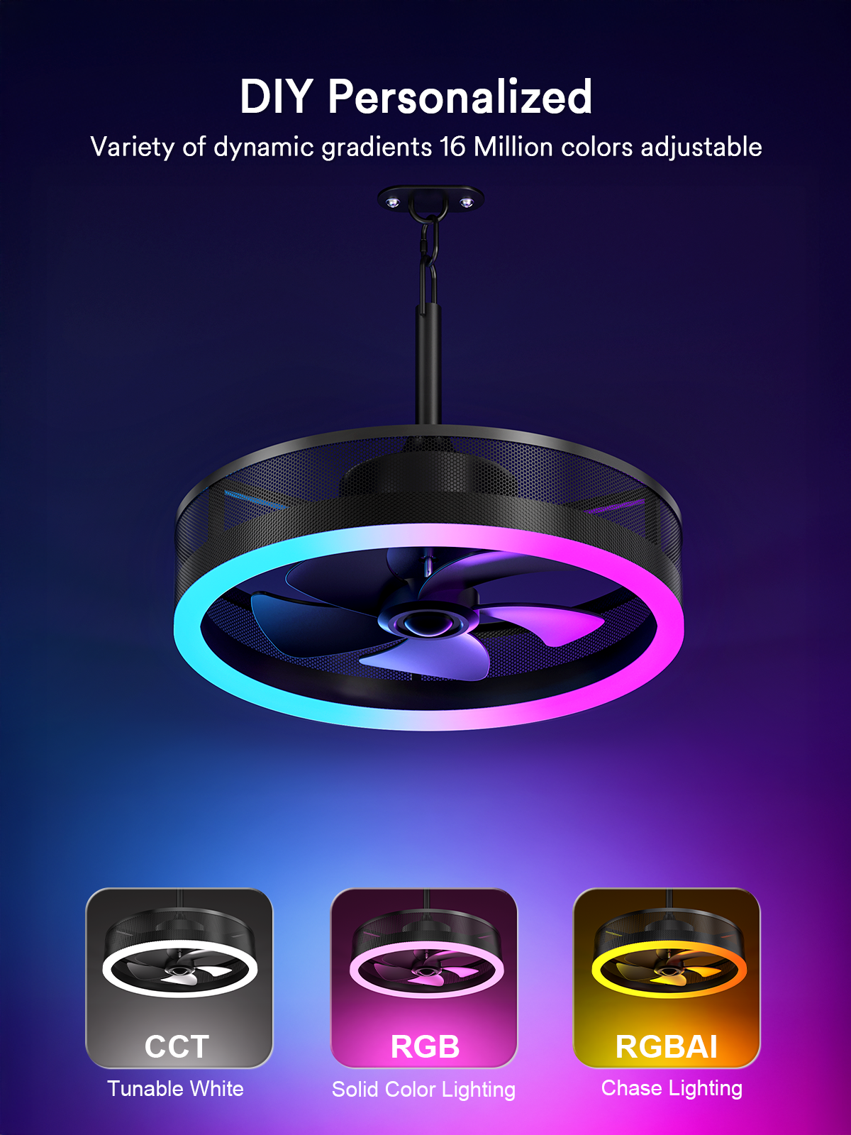 Lumary Smart Outdoor Caged Ceiling Fan with Light Pro