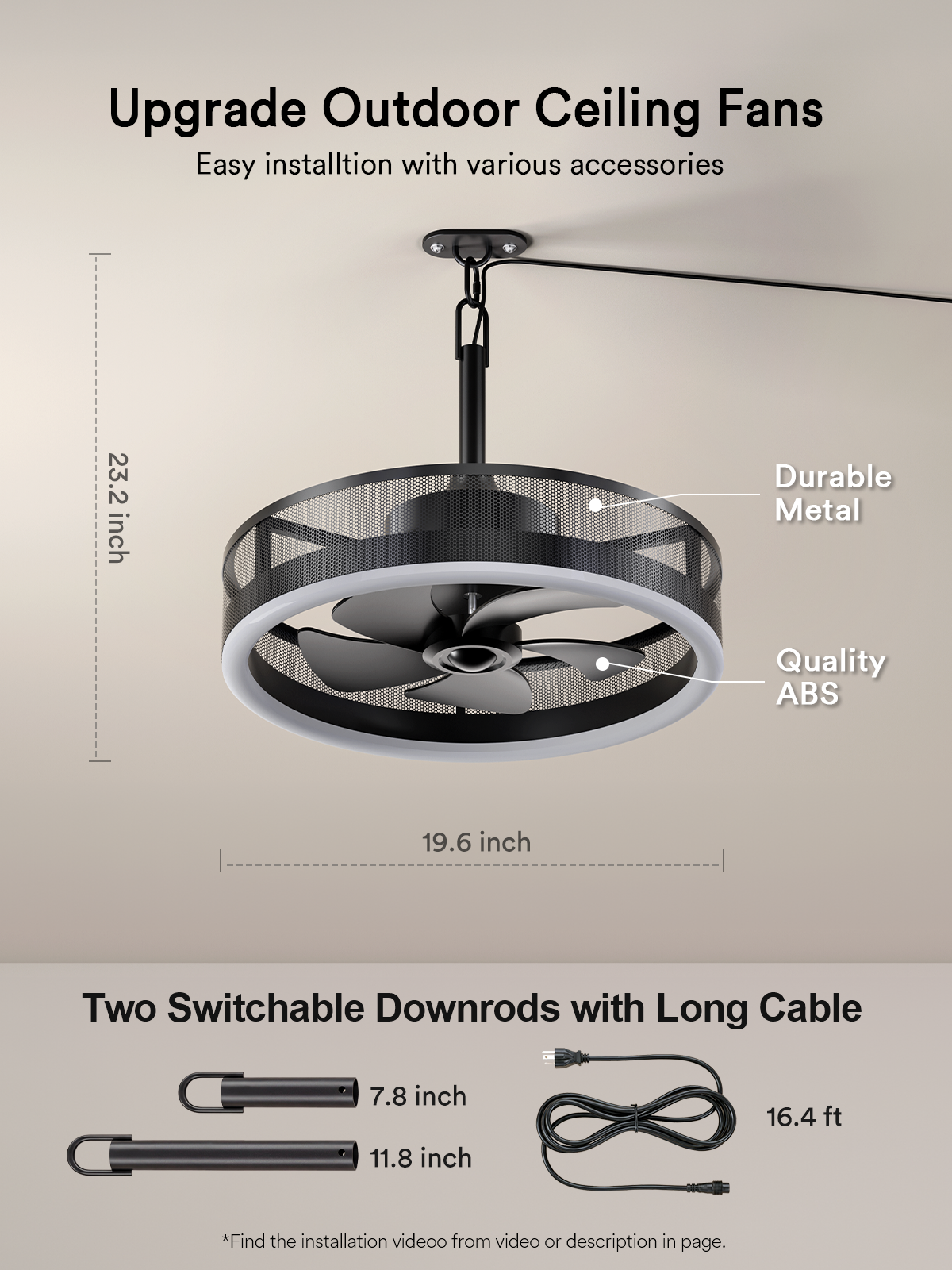 Lumary Smart Outdoor Caged Ceiling Fan with Light Pro