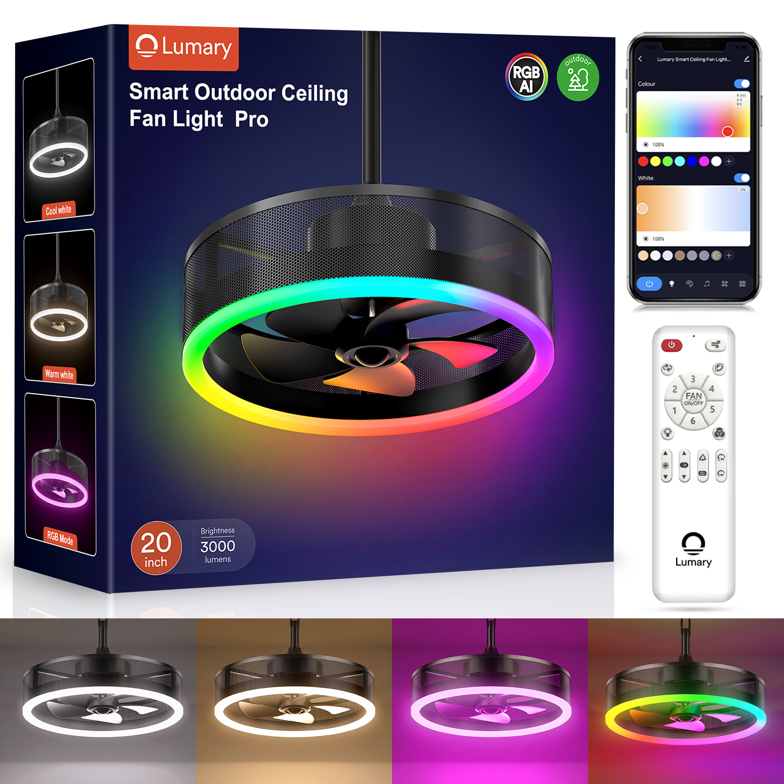Smart Outdoor Permanent  Lights+Fan Lights+Neon Rope Lights