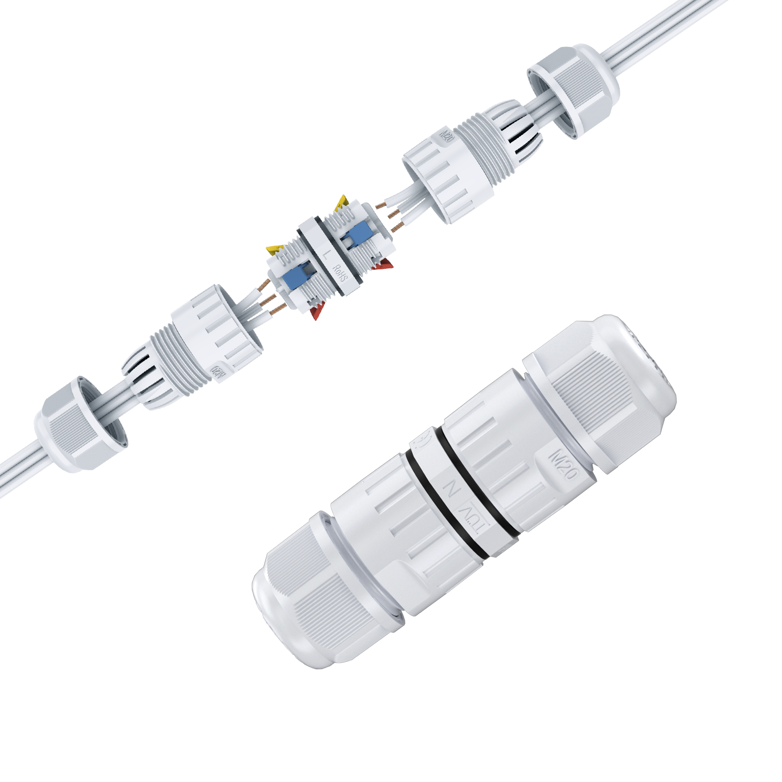 Lumary Waterproof 3PIN Wire Connector for Permanent Outdoor Lights（2Pack）