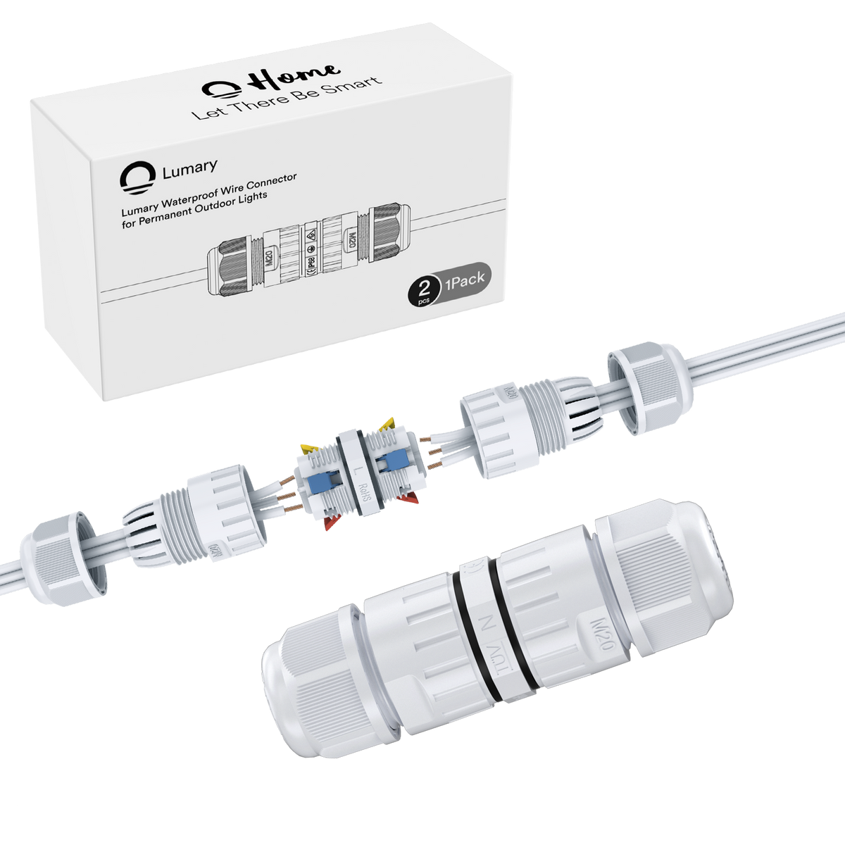 Lumary Waterproof 3PIN Wire Connector for Permanent Outdoor Lights（2Pack）