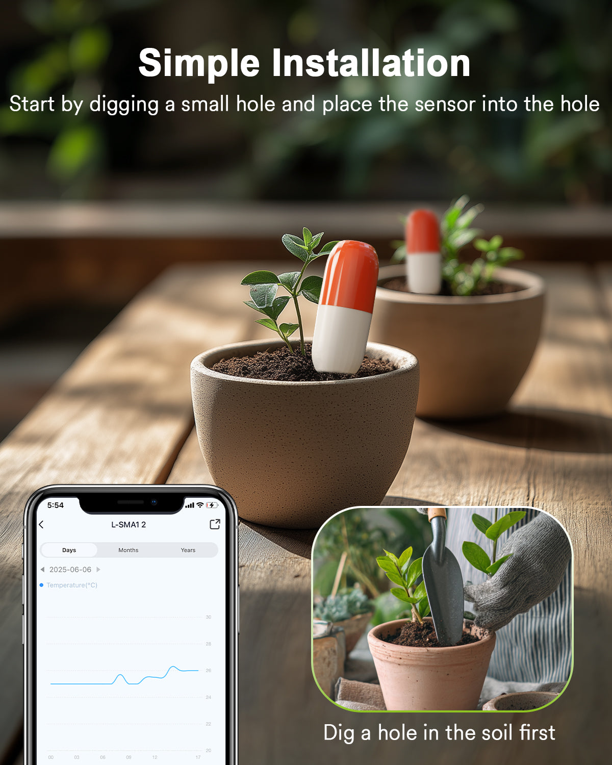 Lumary Wireless WiFi Moisture/Temperature Soil Meter