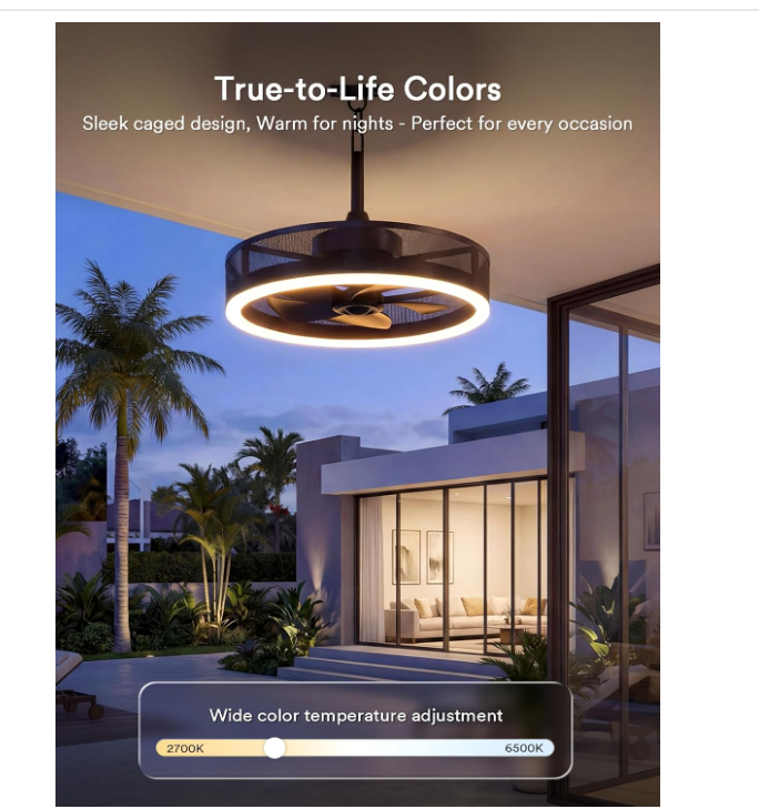 Lumary Smart Outdoor Caged Ceiling Fan with Light Pro