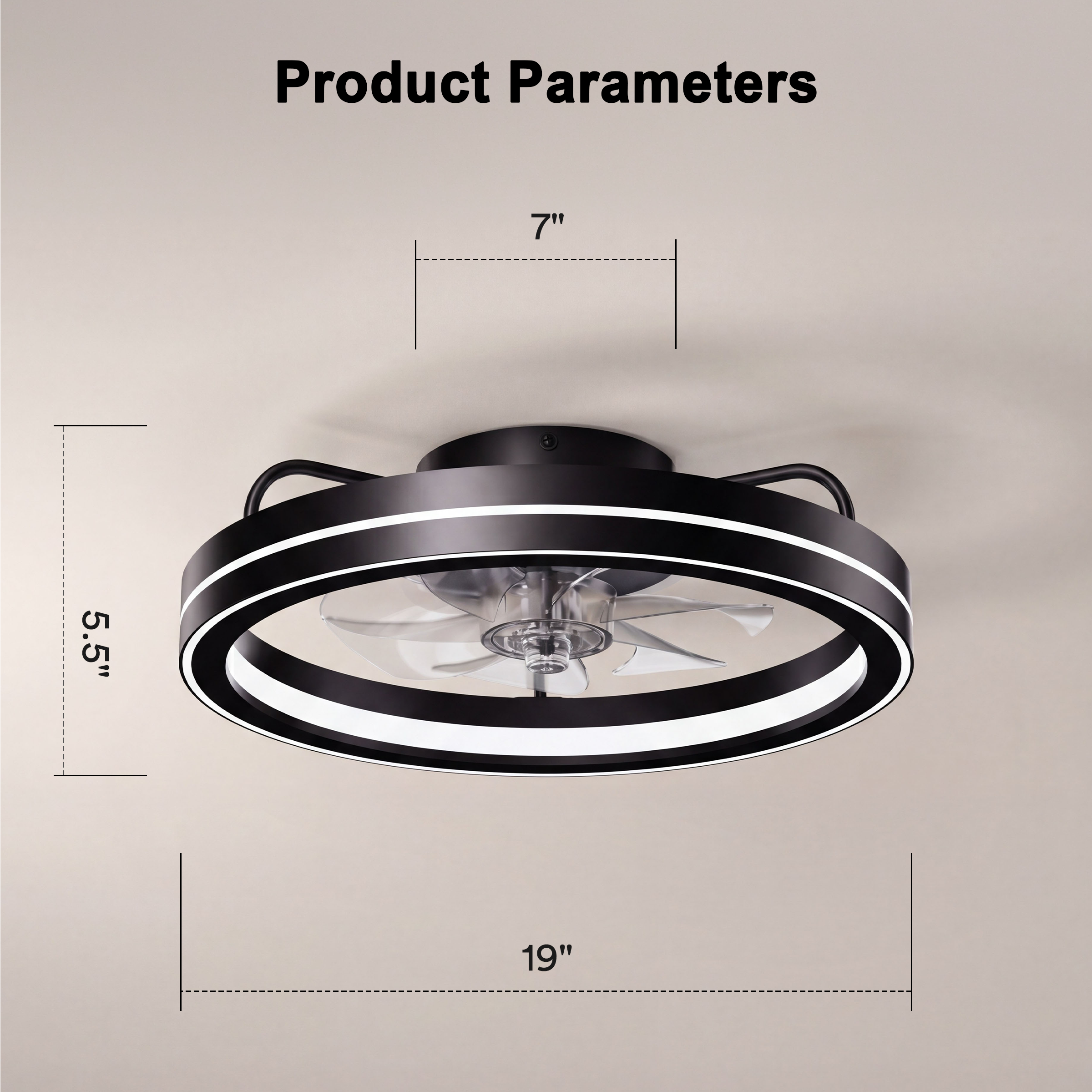 Lumary Smart LED  Fan with Night Light Black