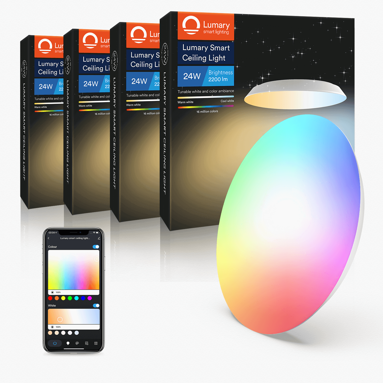 Lumary Smart Ceiling Lights 24W Smart Celing Lamp Axela Hue Ceiling Light Flush Mount