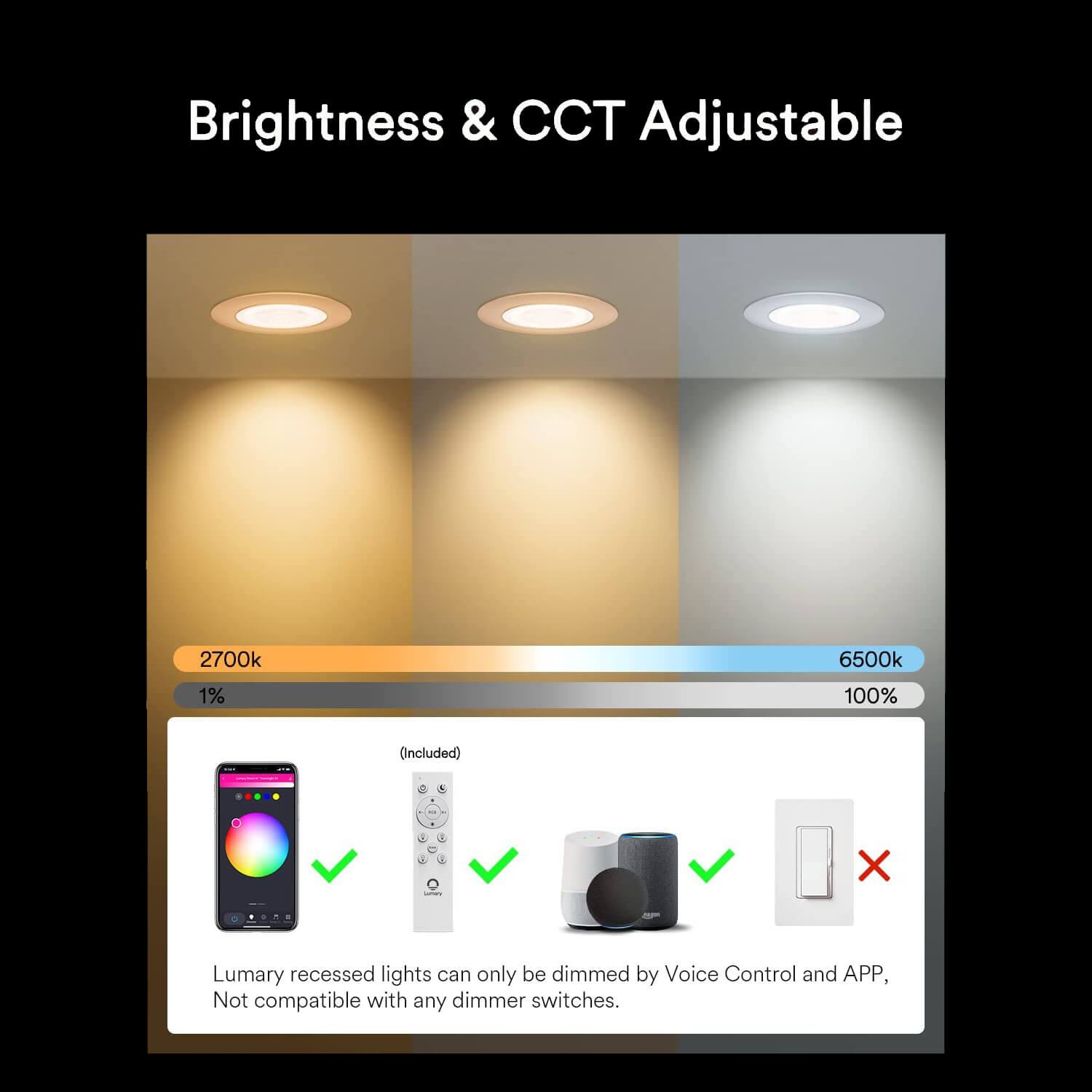 WiFi Smart Ultra-Thin Baffle Trim Recessed Lighting 6inch 4PCS (With Remote Cotroller)