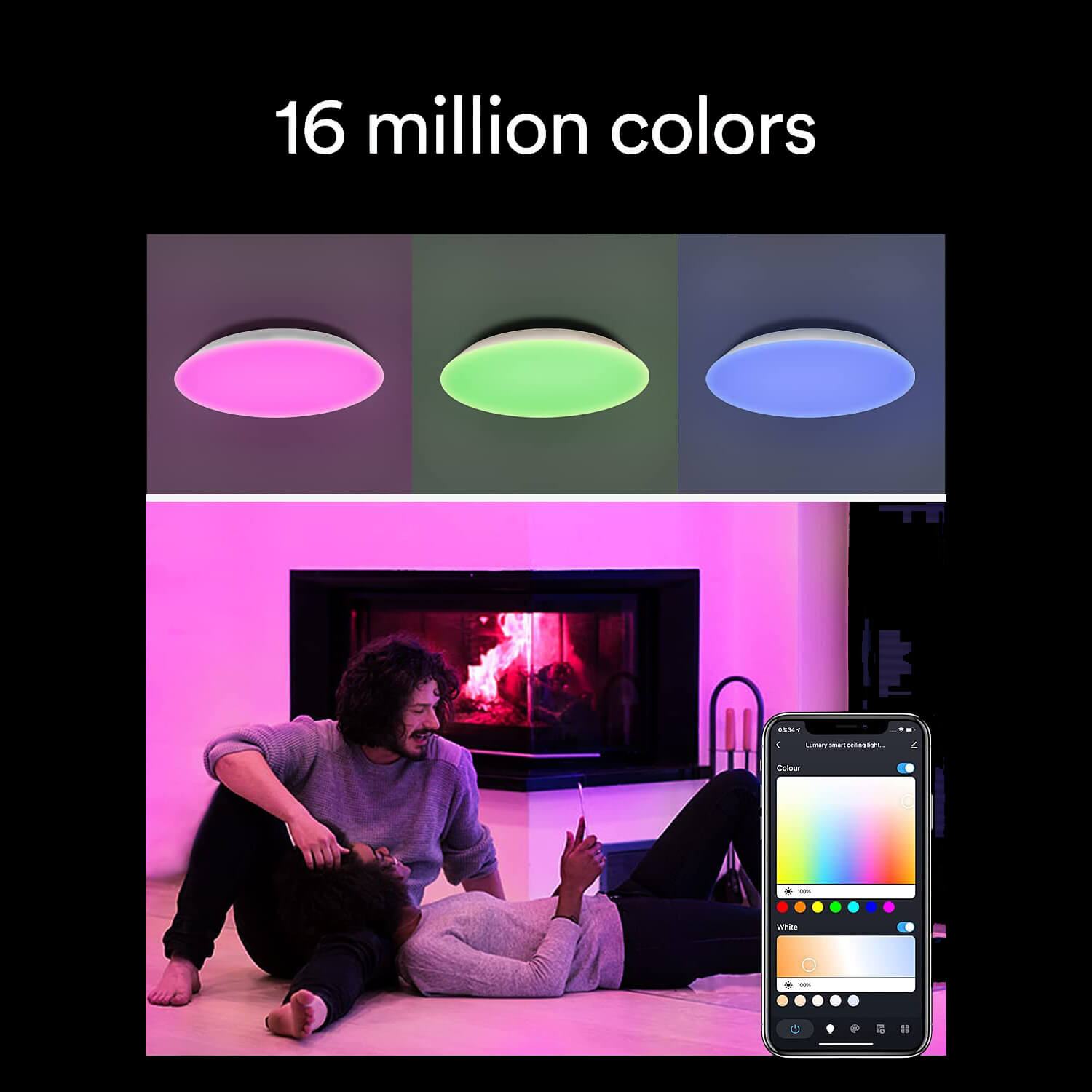 Lumary Smart Ceiling Lights changing color RGB Ceiling Lights Hue Ceiling Light