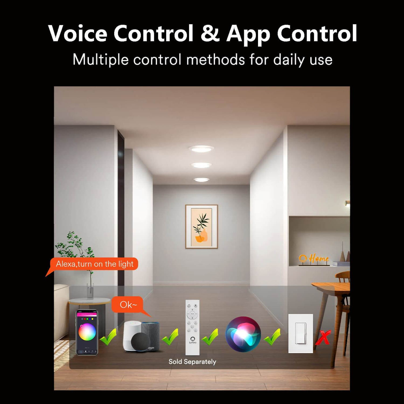 lumary smart disk light with app control/ voice control