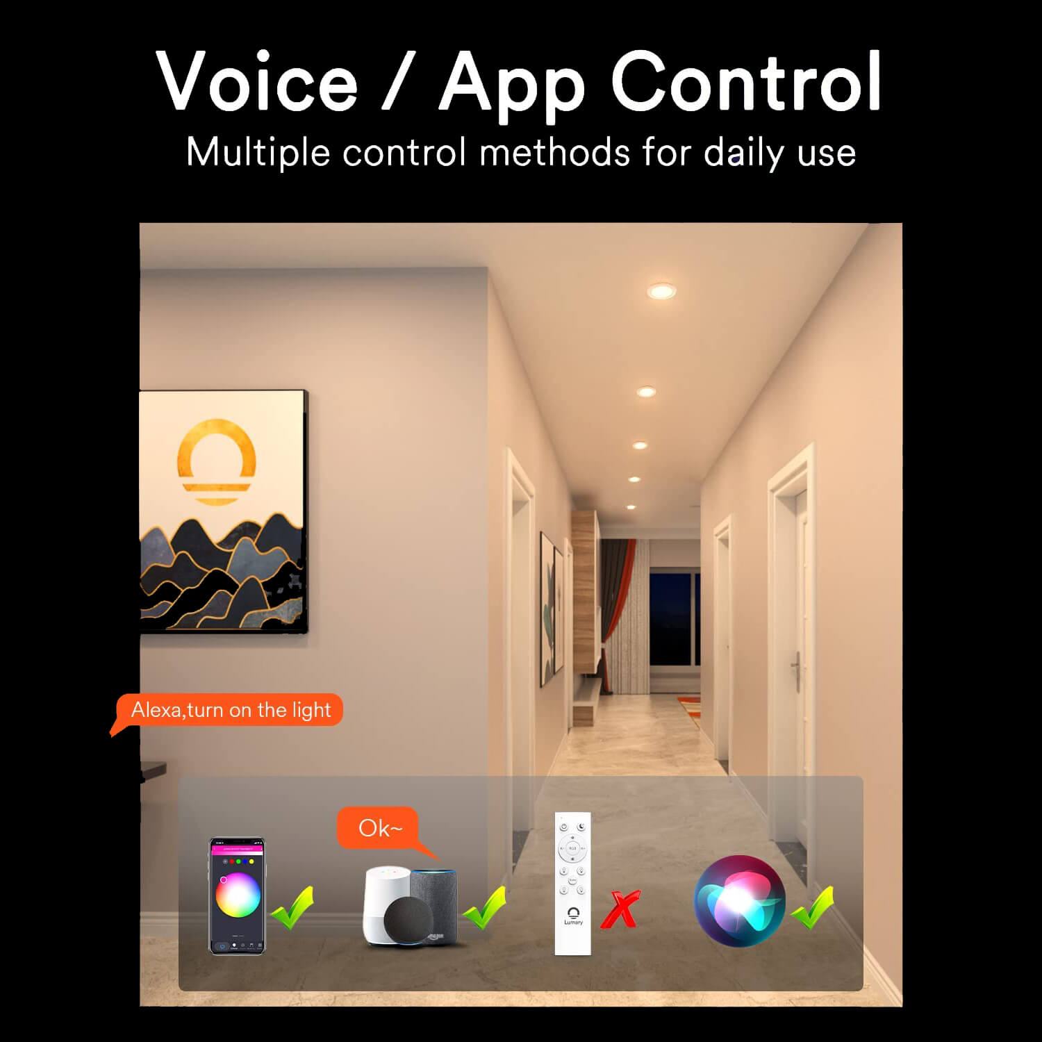 Smart Hue Recessed Lighting Slim Smart Panel Lights Lumary Can Lights RGB hue Downlight