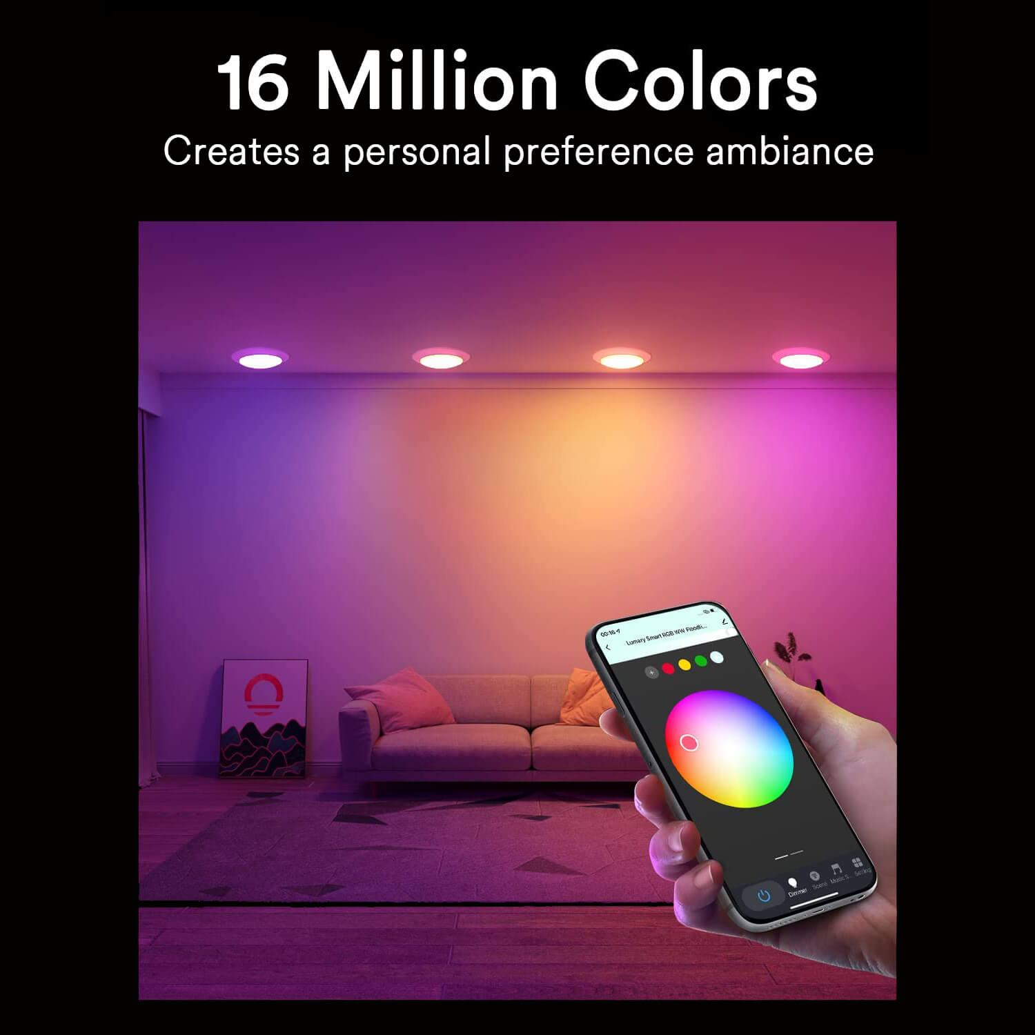 Lumary Smart LED Disk Light Color Changing Surface Mount Lights RGBWW ...