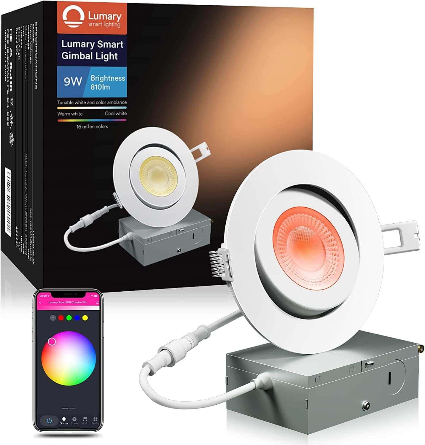 Lumary 4 inch 9W smart led recessed gimbal lights