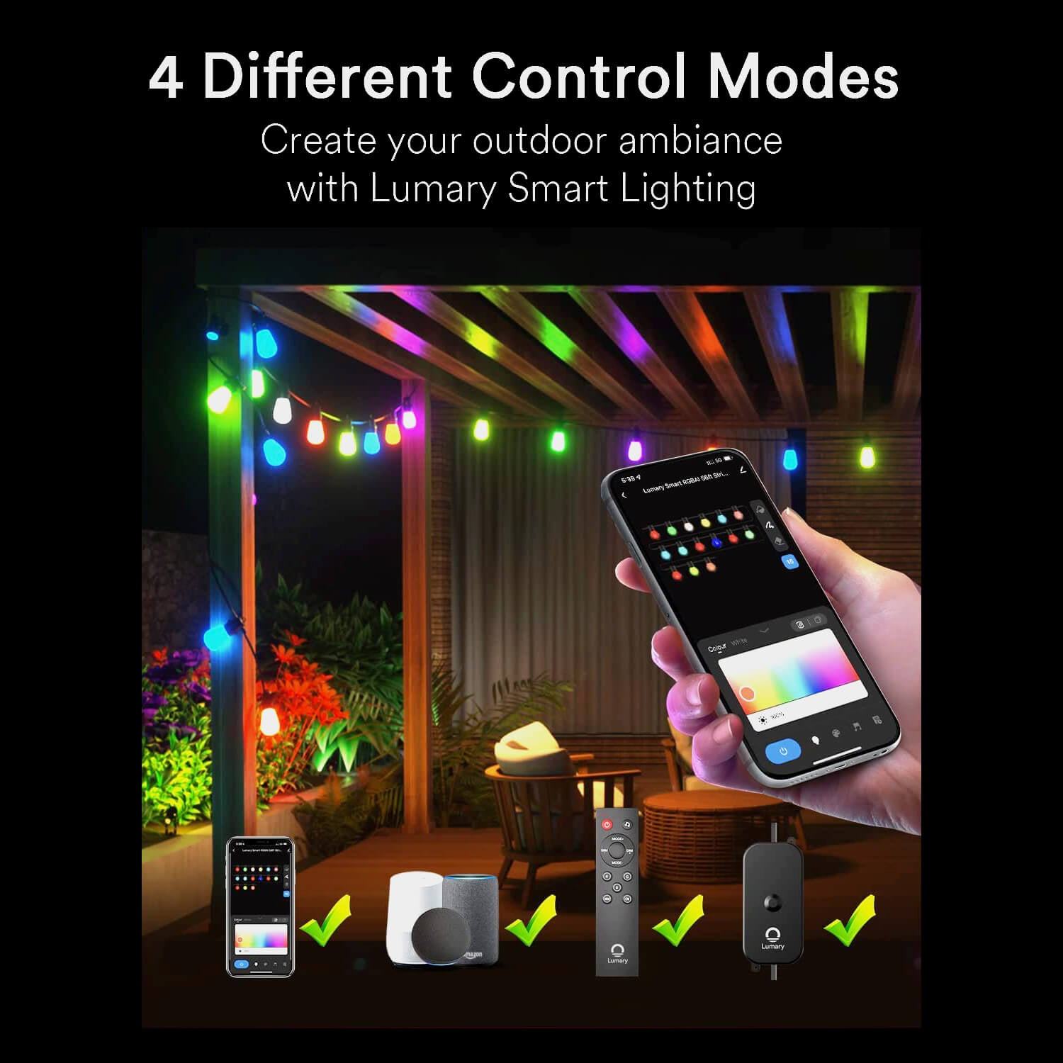Smart Outdoor Bulb String Lights