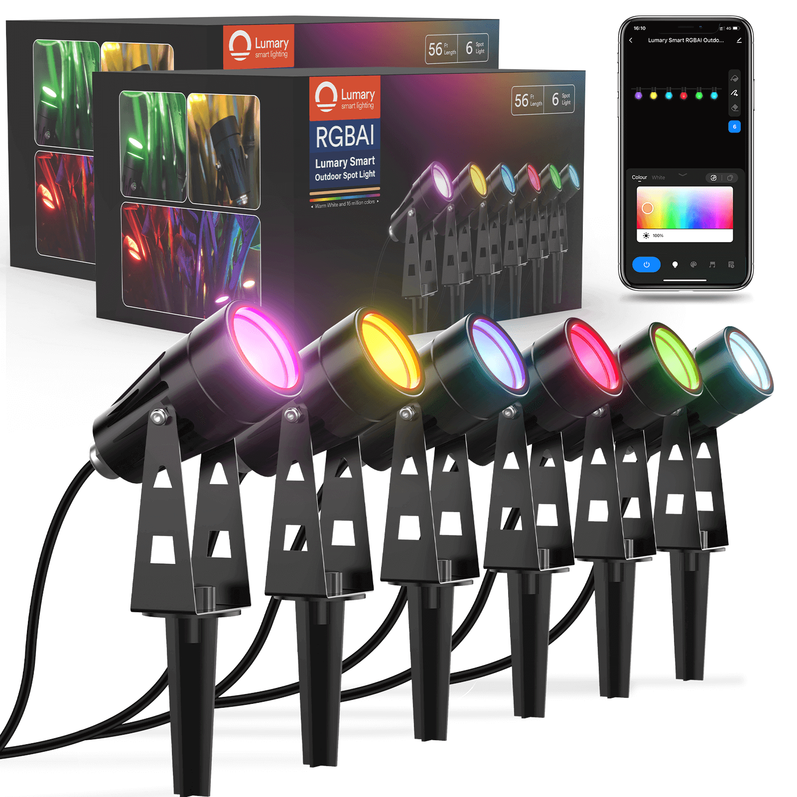 Lumary Smart LED Outdoor Landscape Lights RGBAI Outdoor Spotlight