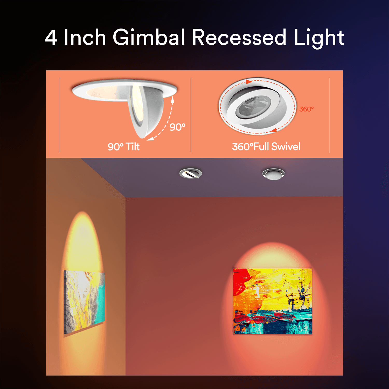 Lumary WiFi Smart Gimbal Recessed Light 4 inch 7W  8PCS - Lumary