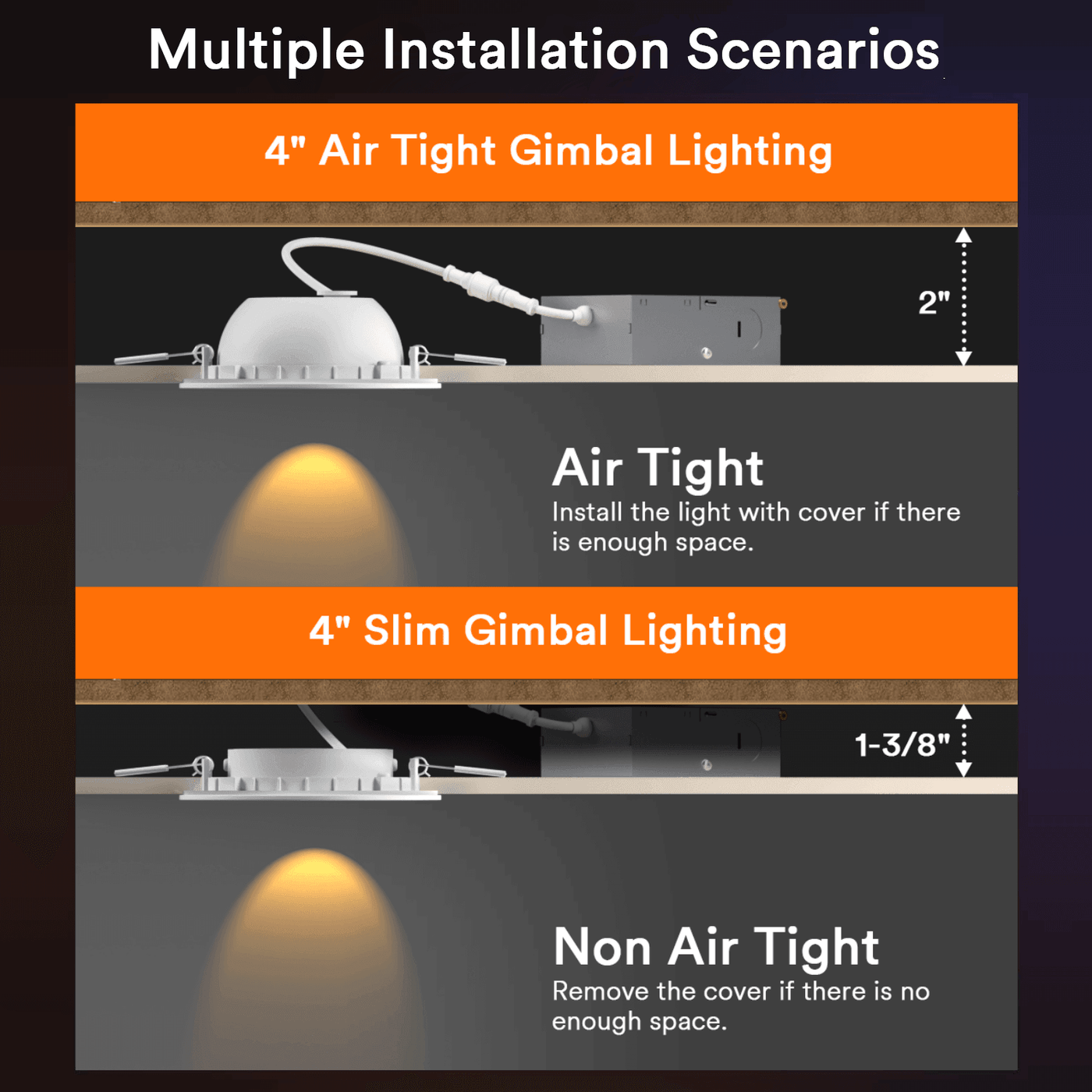Smart Recessed Lighting 4 Inch 9W 810 Lumens Gimbal Recessed Lighting