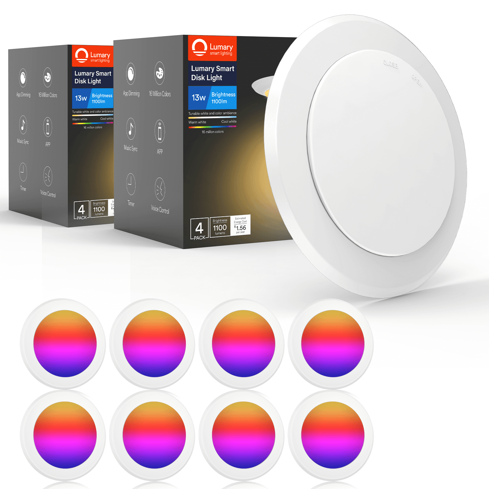 Smart Slim Disk Lights 13W Surface Flush Mount Ceiling Light RGBWW Dimmable Recessed Retrofit Ceiling Lights