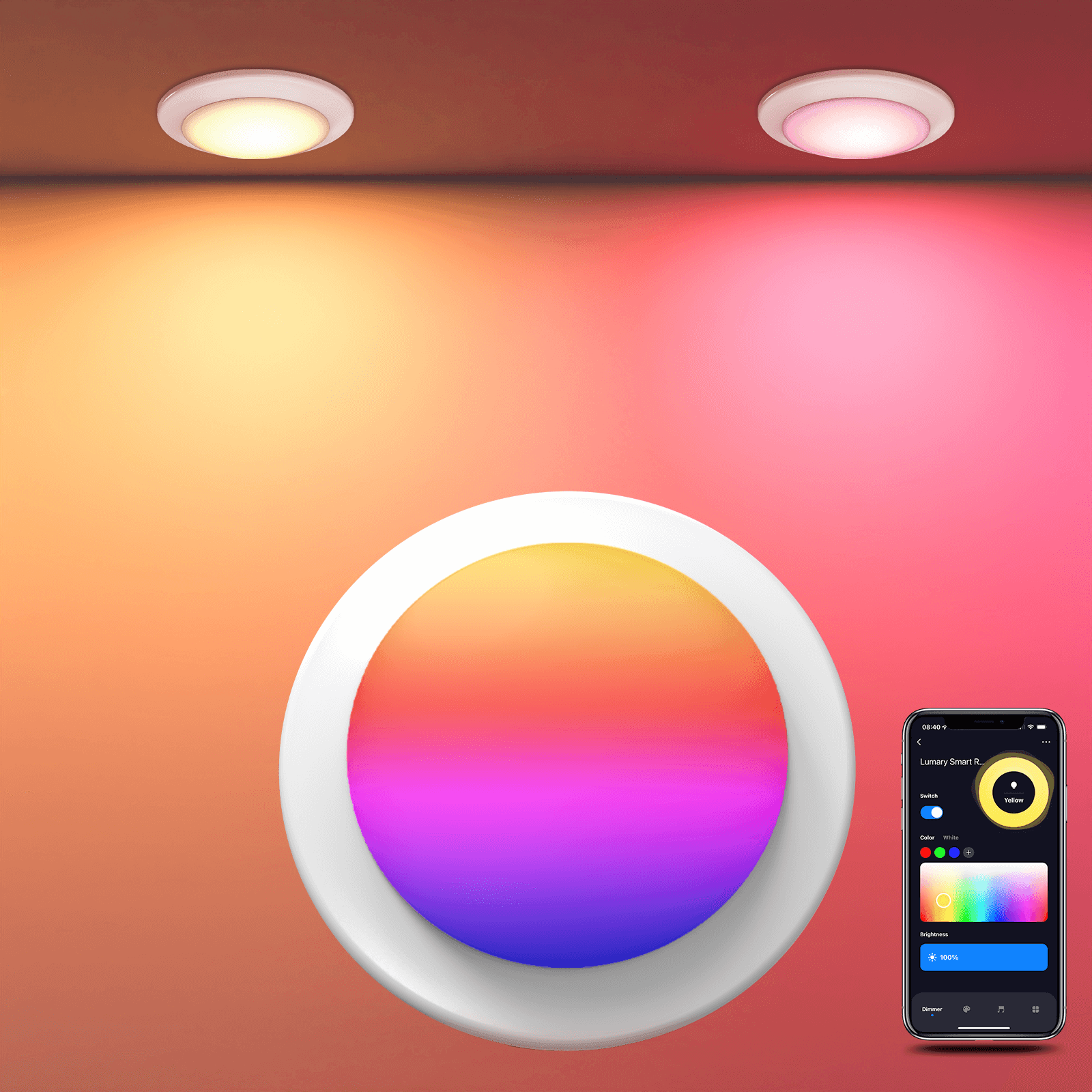 Lumary Smart LED Disk Light Color Changing Surface Mount Lights RGBWW ...